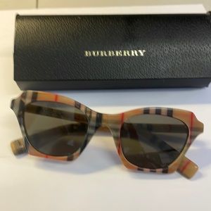 Burberry Plaid Multicolor Cat-Eye Sunglasses with Brown Lenses